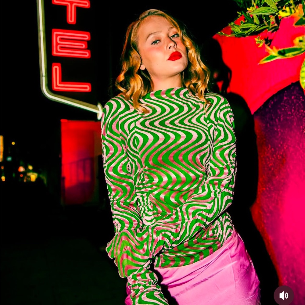Green and Pink Swirl Women's Top